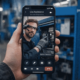 A factory machine operator using an app to communicate with maintenance