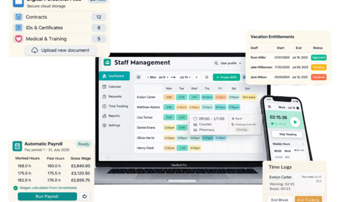 Staff planning and management software