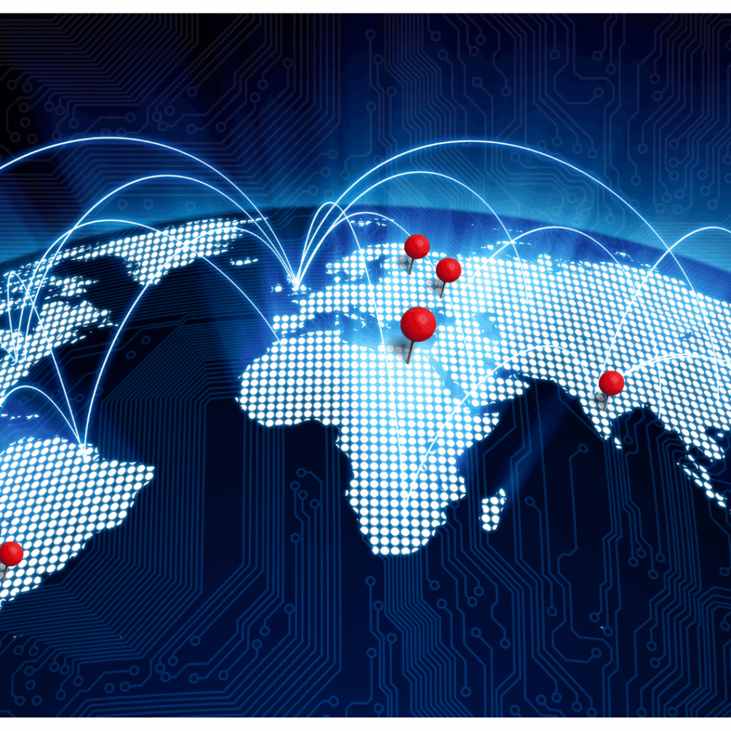 Global map highlighting top outsourcing destinations for software development in 2025