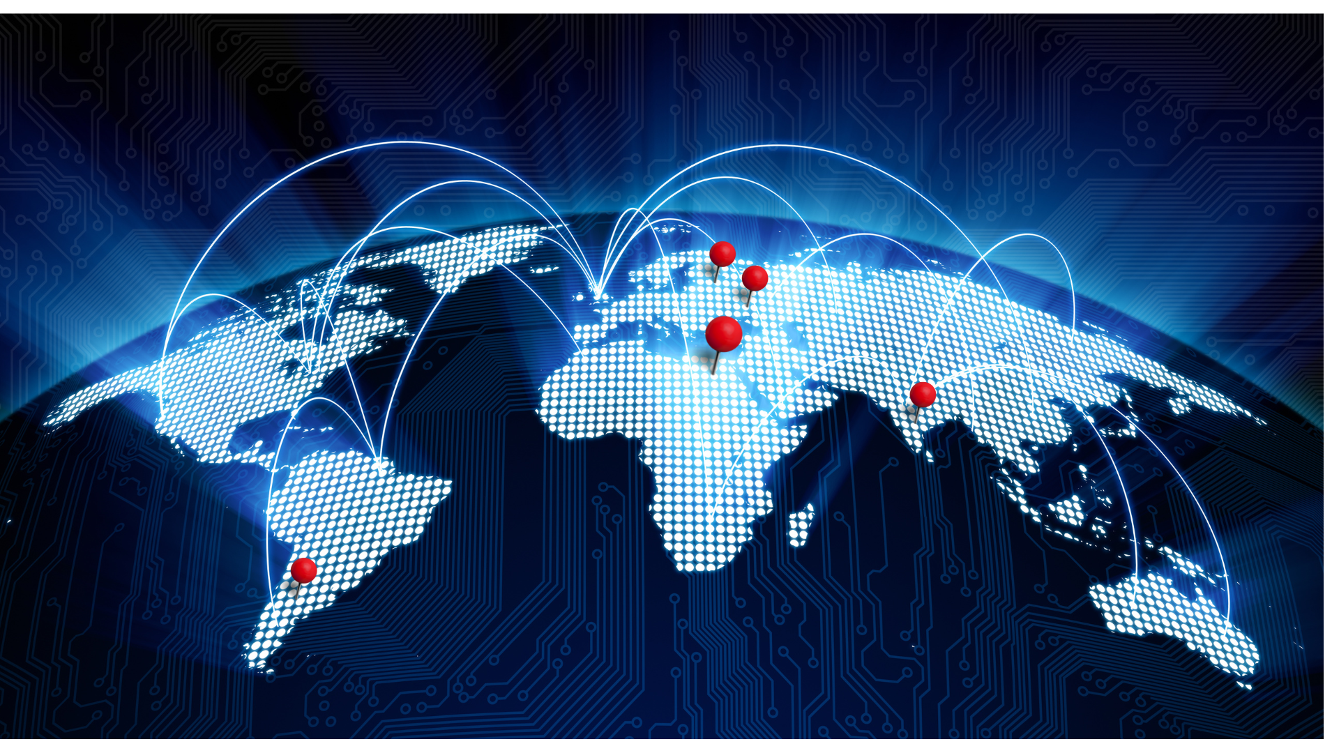 Global map highlighting top outsourcing destinations for software development in 2025