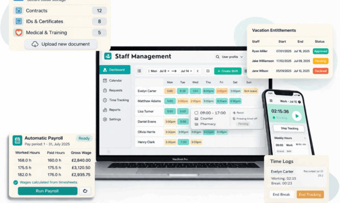 Staff planning and management software